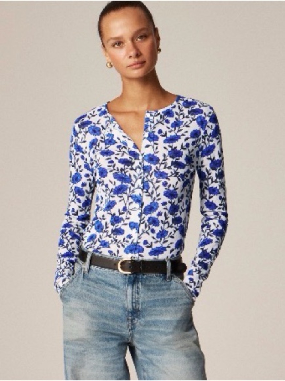 NWOT XL J. Crew Sheer Mesh Cardigan in Toile Print with Royal Blue Floral Print